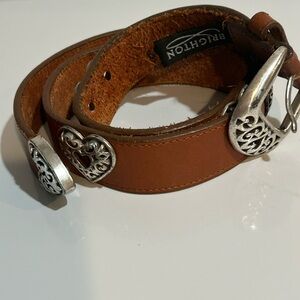 VTG Brighton Brown Leather Women's Belt Silver Heart Hardware